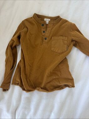 Zara Kids Long-Sleeve Henley Top in Rust Brown